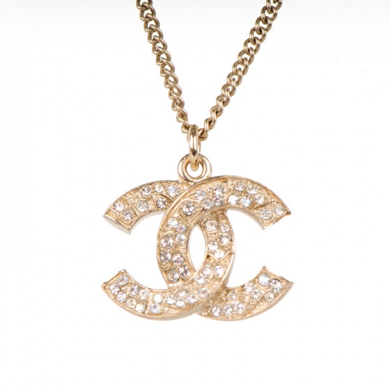CHANEL Crystal CC Pearl Necklace Gold 171564