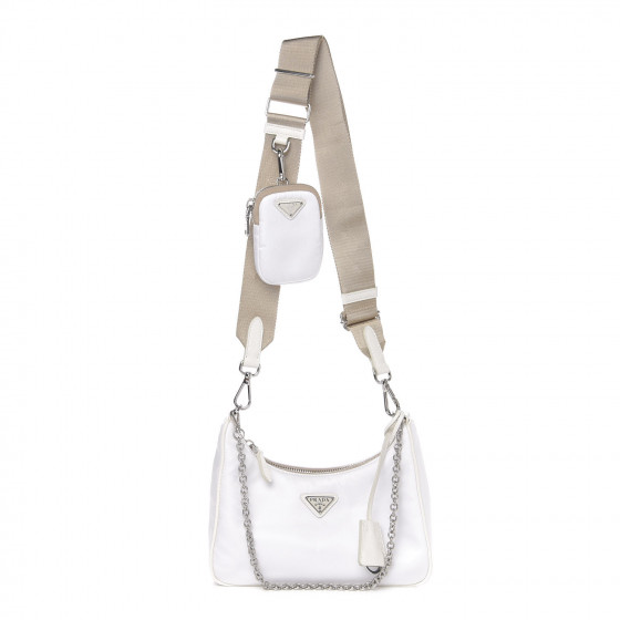 PRADA Nylon ReEdition 2005 Shoulder Bag White 619850 FASHIONPHILE