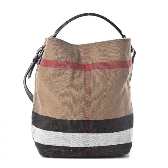 burberry canvas check medium ashby hobo