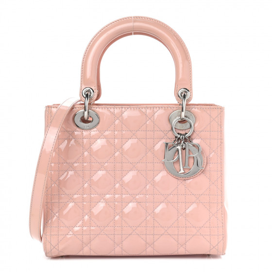 CHRISTIAN DIOR Patent Cannage Medium Lady Dior Light Pink