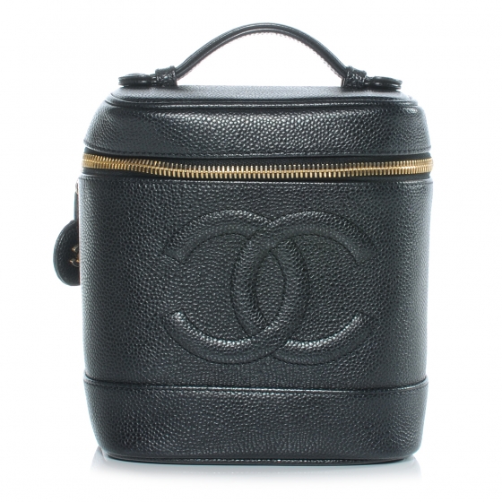 CHANEL Caviar Cosmetic Vanity Bag Black 41243