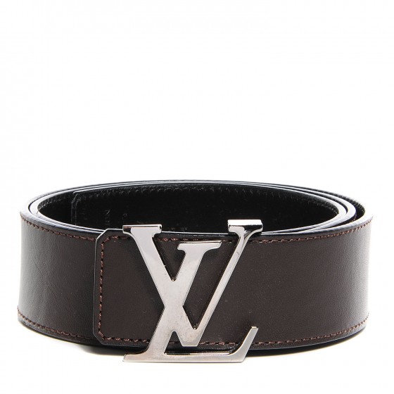 LOUIS VUITTON Leather LV Initiales Belt 85 34 Brown 97344