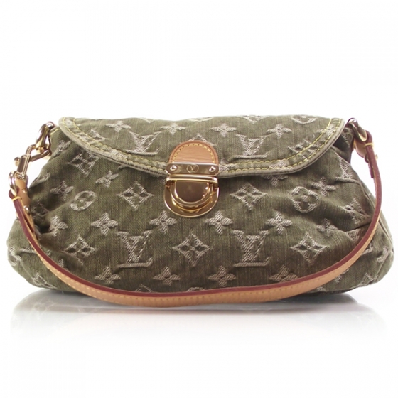 Louis Vuitton Denim Pleaty Mini Purse Bag Green Lv 11968