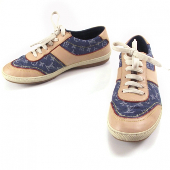 LOUIS VUITTON Denim Shoes Sneakers 38.5 Blue 12284