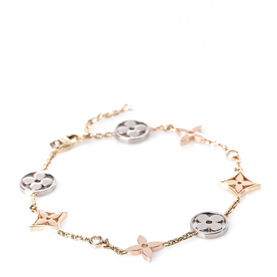 Louis Vuitton Idylle Blossom Twist Bracelet, White Gold and Diamonds Grey. Size L
