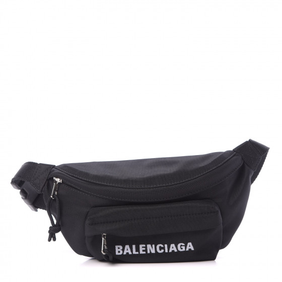 BALENCIAGA Nylon Wheel Logo Belt Bag Black 697302 | FASHIONPHILE