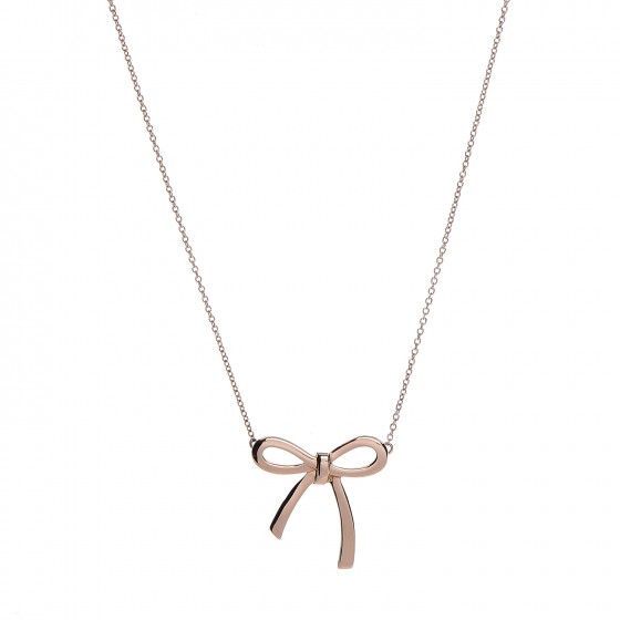Tiffany 18k Rose Gold Medium Bow Pendant Necklace 209559