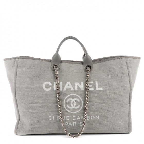 chanel canvas tote grey