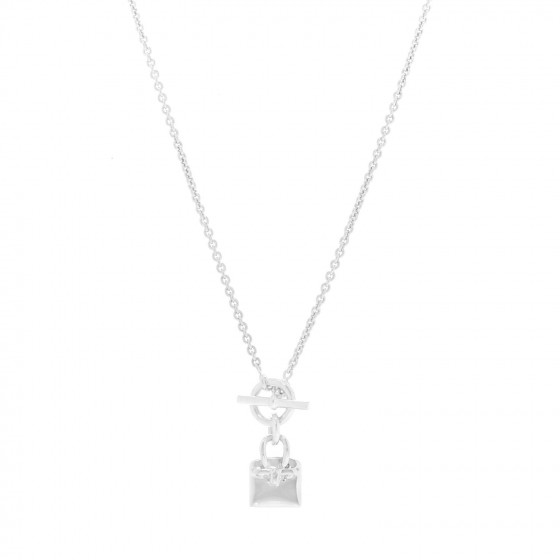 HERMES Sterling Silver Birkin Amulette Pendant Necklace