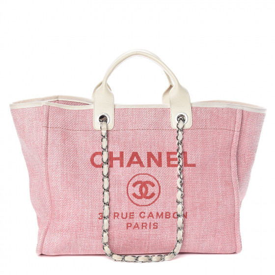 CHANEL Canvas Large Deauville Tote Pink 512628