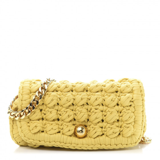 BOTTEGA VENETA Jersey Crochet Shoulder Bag Buttercup Gold