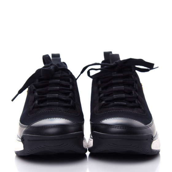chanel cc velvet calfskin mixed fibers black gold chunky sneaker