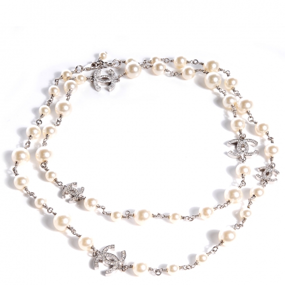 chanel crystal pearl necklace