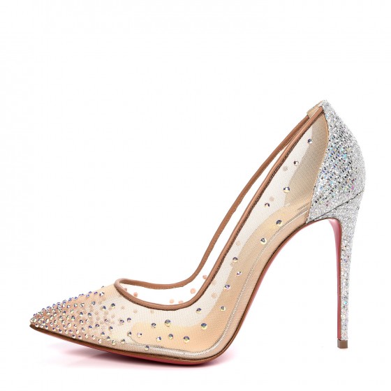 CHRISTIAN LOUBOUTIN Crystal Strass Follies 100 Pumps 38.5 Crystal 351403