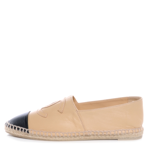 beige and black espadrilles