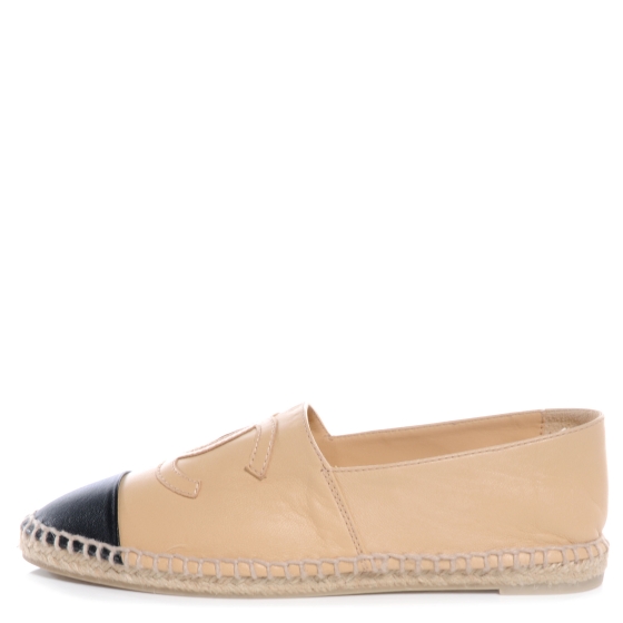 chanel espadrilles beige leather