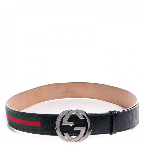 GUCCI Leather Web GG Belt Black 95 38 