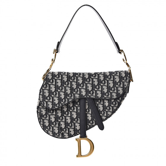 christian dior oblique saddle bag blue