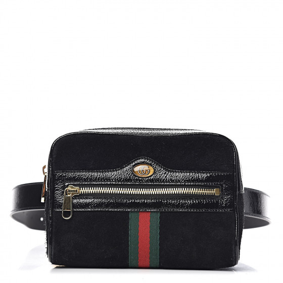 GUCCI Suede Small Ophidia Belt Bag 85 34 Black 457157