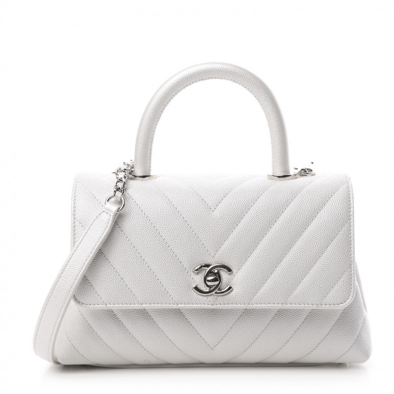 chanel coco handle iridescent white