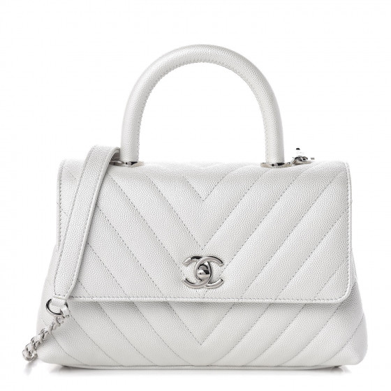 chanel coco handle iridescent white