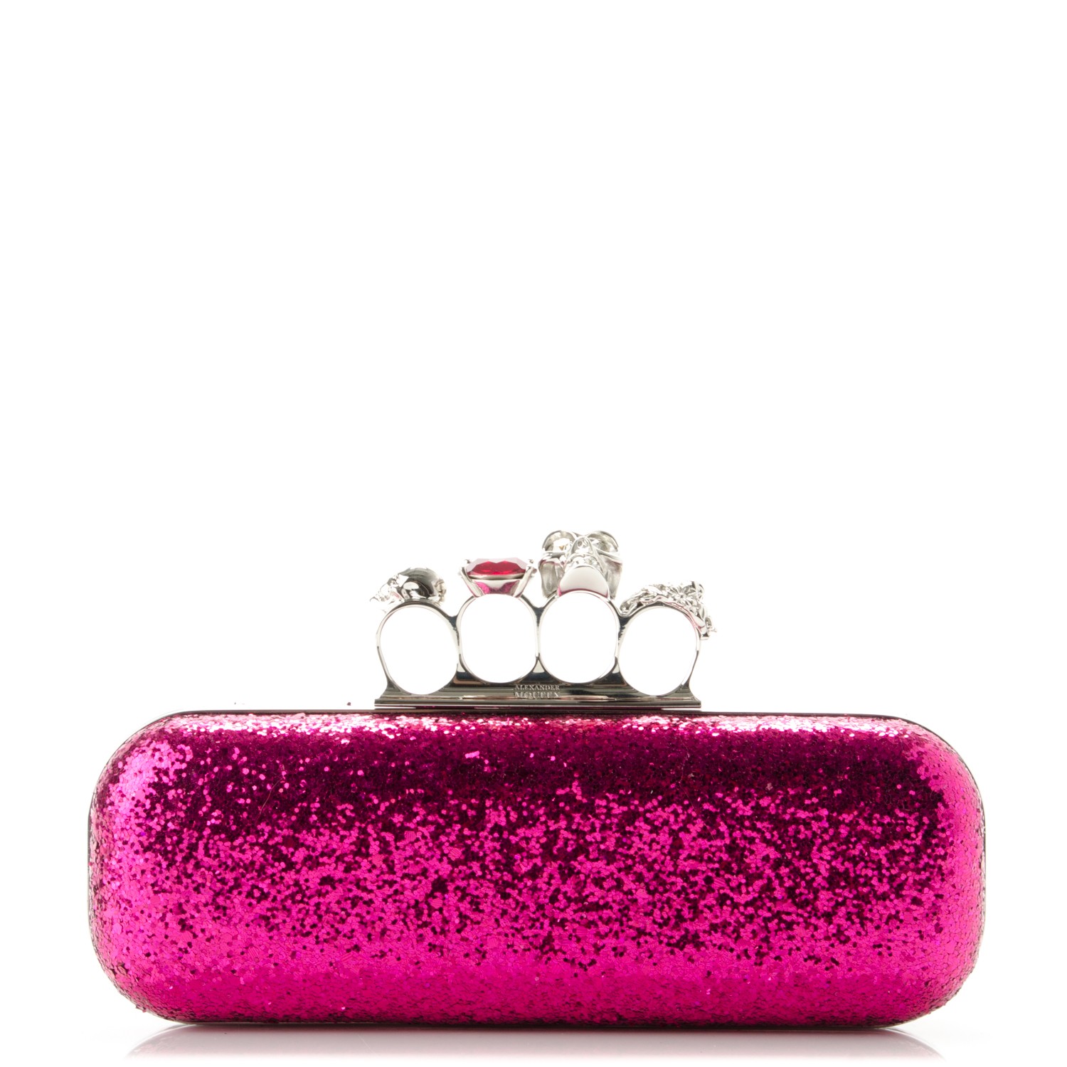 PVC Glitter Knuckle Box Clutch Pink 177454