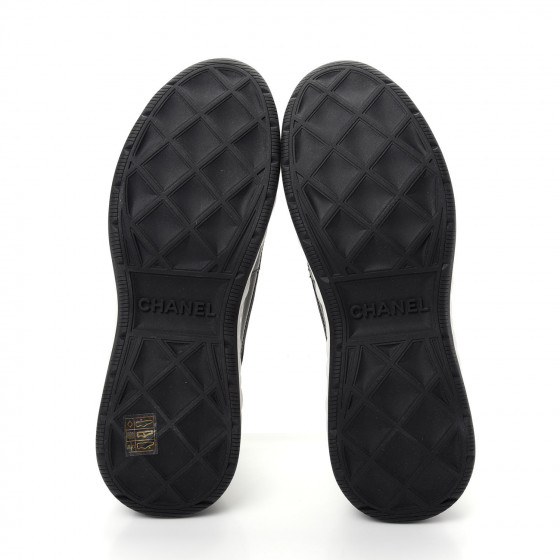 chanel cc velvet calfskin mixed fibers black gold chunky sneaker