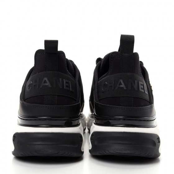 chanel cc velvet calfskin mixed fibers black gold chunky sneaker