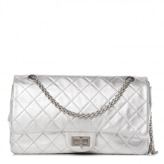 CHANEL Metallic Lambskin Quilted 2.55 Reissue 227 Flap Silver 603839 ...