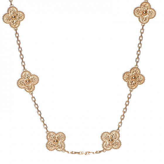 VAN CLEEF & ARPELS 18K Yellow Gold 10 Motifs Vintage Alhambra Necklace ...