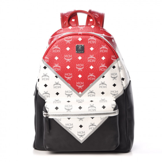 black and red mcm backpack