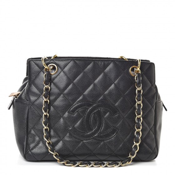 CHANEL Caviar Quilted Petit Timeless Tote PTT Black 490842 | FASHIONPHILE