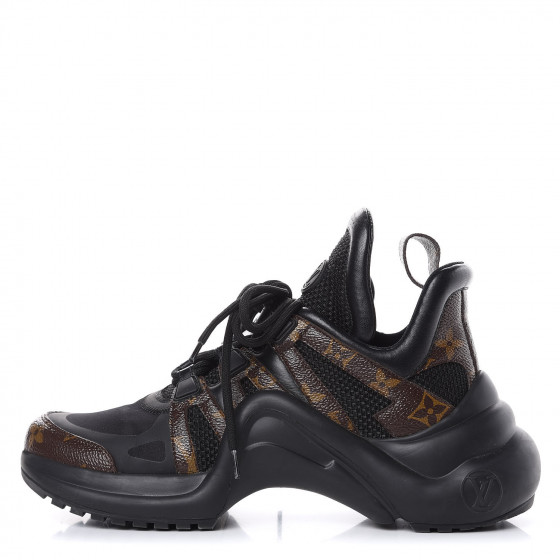 LOUIS VUITTON Patent Monogram LV Archlight Sneakers 37 Black 422414