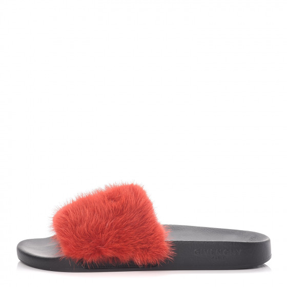 givenchy women's mink fur & rubber slides