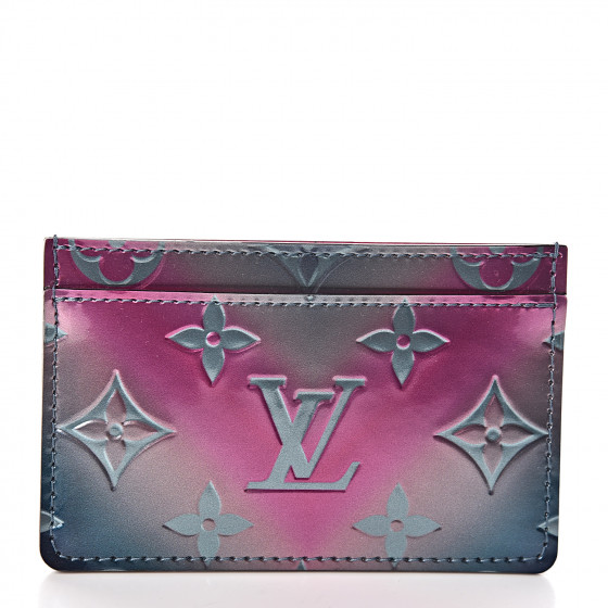 LOUIS VUITTON Metallic Vernis Card Holder Blue Pink 484699