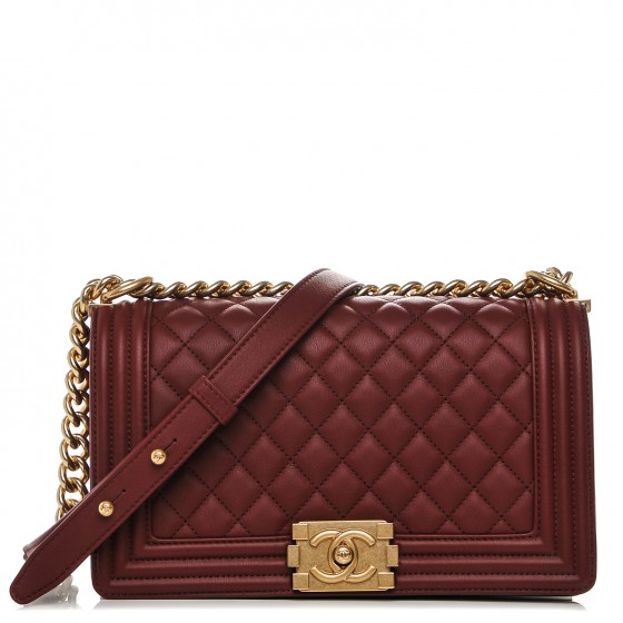 Chanel Calfskin Quilted Medium Boy Flap Burgundy 184852