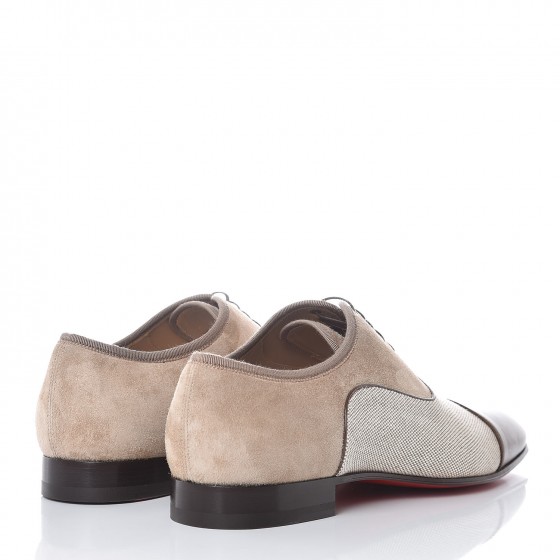 christian louboutin taupe suede greggo flat oxfords