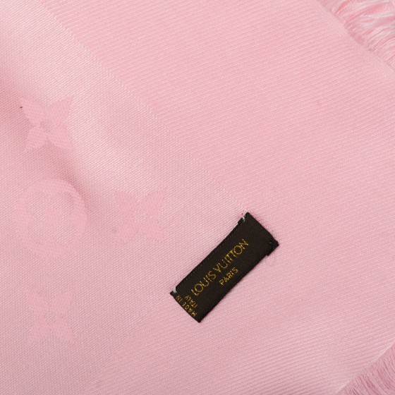 LOUIS VUITTON Silk Wool Monogram Shine Shawl Pink 154091
