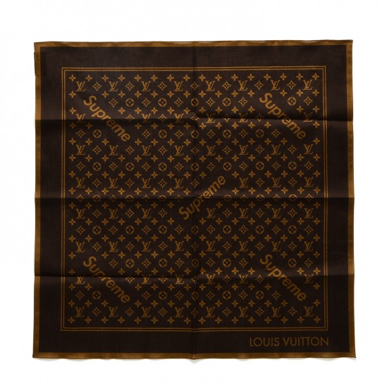 LOUIS VUITTON Cotton Monogram Supreme Bandana Scarf Brown 211579