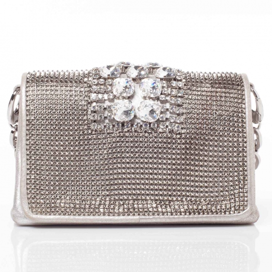 JIMMY CHOO Crystal Embellished Mesh Cecile Clutch Bag 37837 | FASHIONPHILE