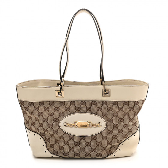 GUCCI Monogram Large Punch Tote Off White