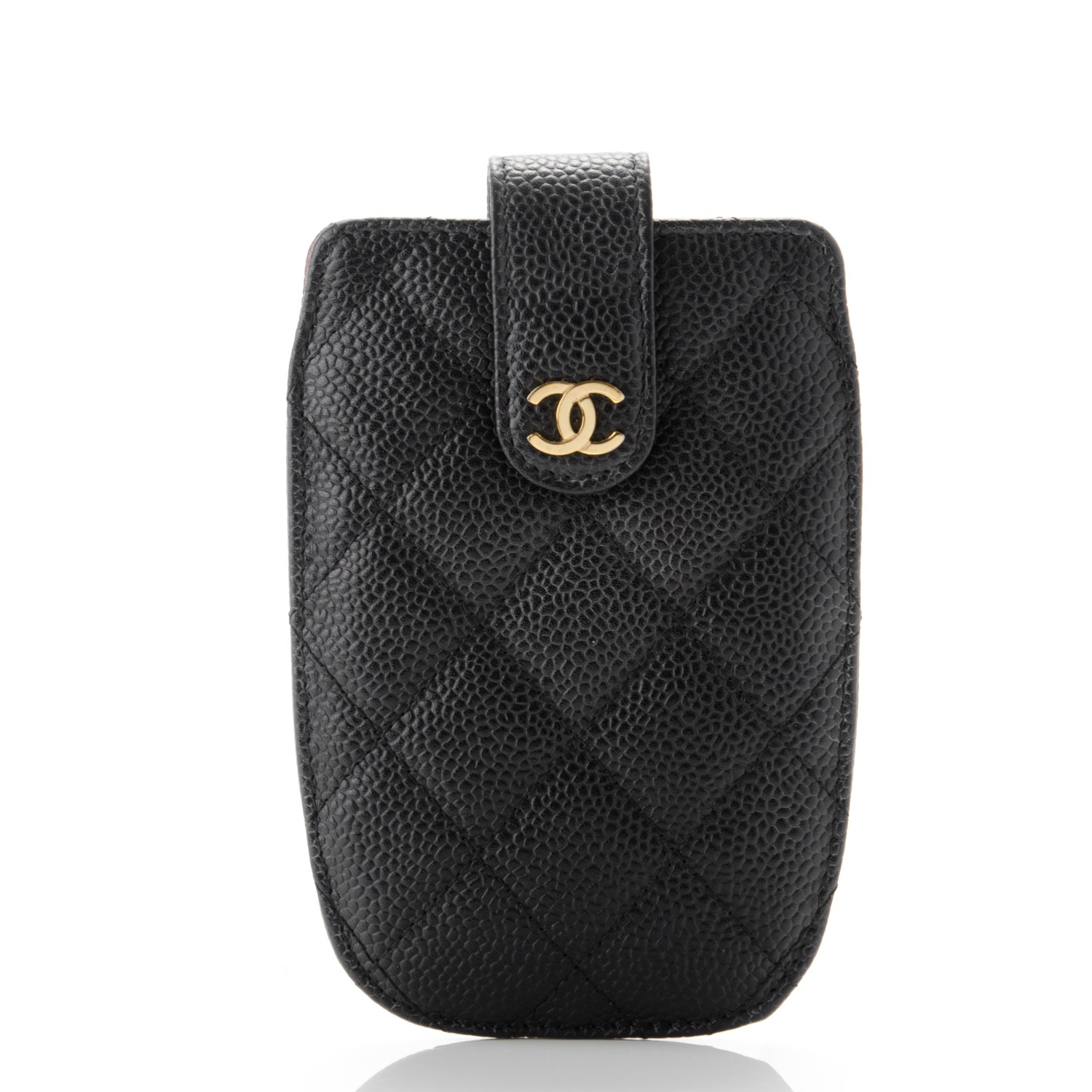 Hedendaags CHANEL Caviar Quilted Cell Phone Case Black 176425 OW-27