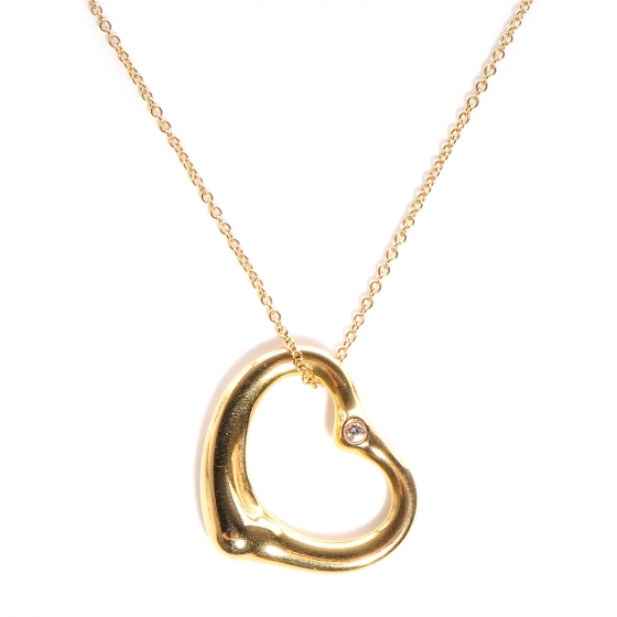 Tiffany 18k Yellow Gold Diamond Elsa Peretti Open Heart Pendant Necklace 87963 - Yellow Gold Open Heart Pendant Tiffany 18k Yellow Gold Diamond Elsa Peretti Open Heart Pendant Necklace 87963 - Yellow Gold Open Heart Pendant
