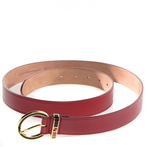 FENDI Leather Classic Belt 100 40 Red 77671