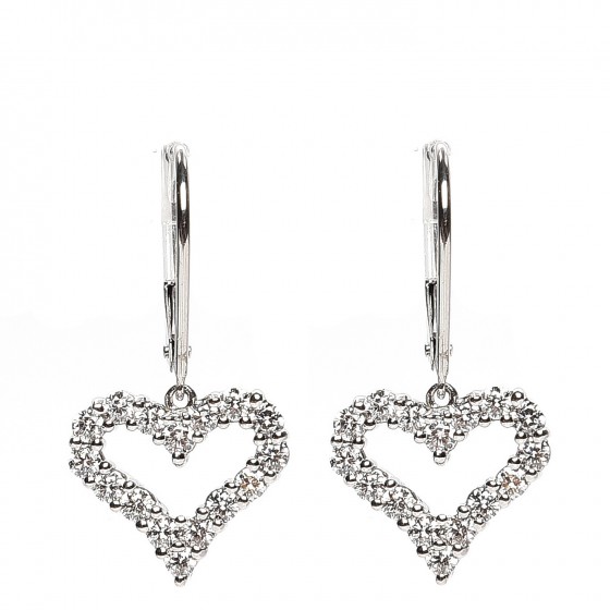TIFFANY Platinum Diamond Heart Drop Earrings 219737