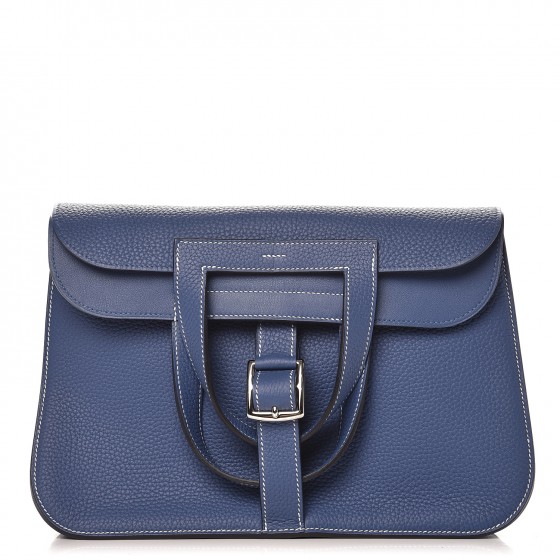 HERMES Taurillon Clemence Halzan 31 Brighton Blue 254432