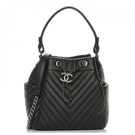 chanel black bucket bag