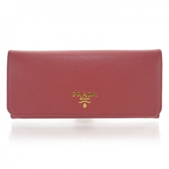 PRADA Saffiano Continental Flap Wallet Fuoco 37641 | FASHIONPHILE