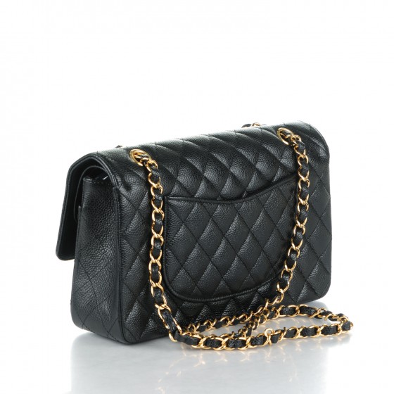 CHANEL Caviar Quilted Medium Double Flap Black 169725