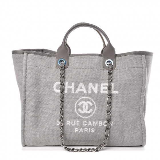 CHANEL Canvas Large Deauville Tote Grey 400539